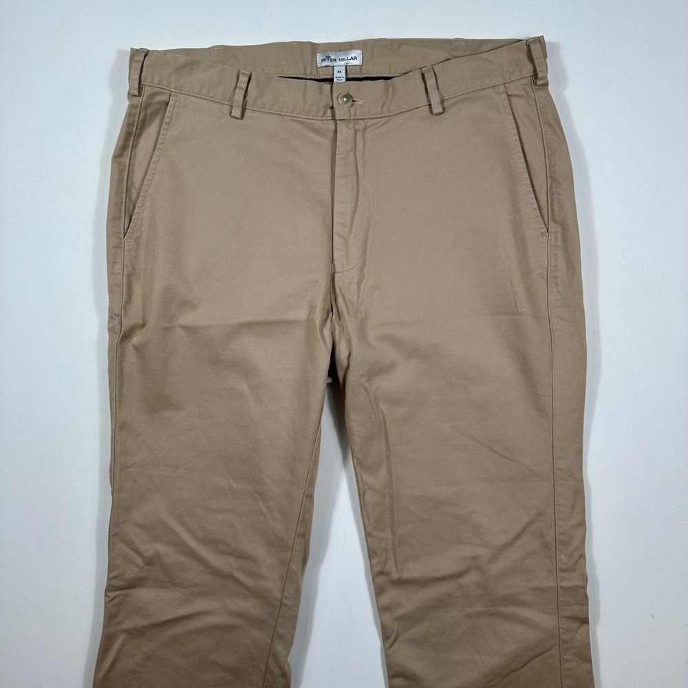 Peter Millar Chino Pants Mens 34x36 Crown Pima Cotton Performance Stretch Khaki